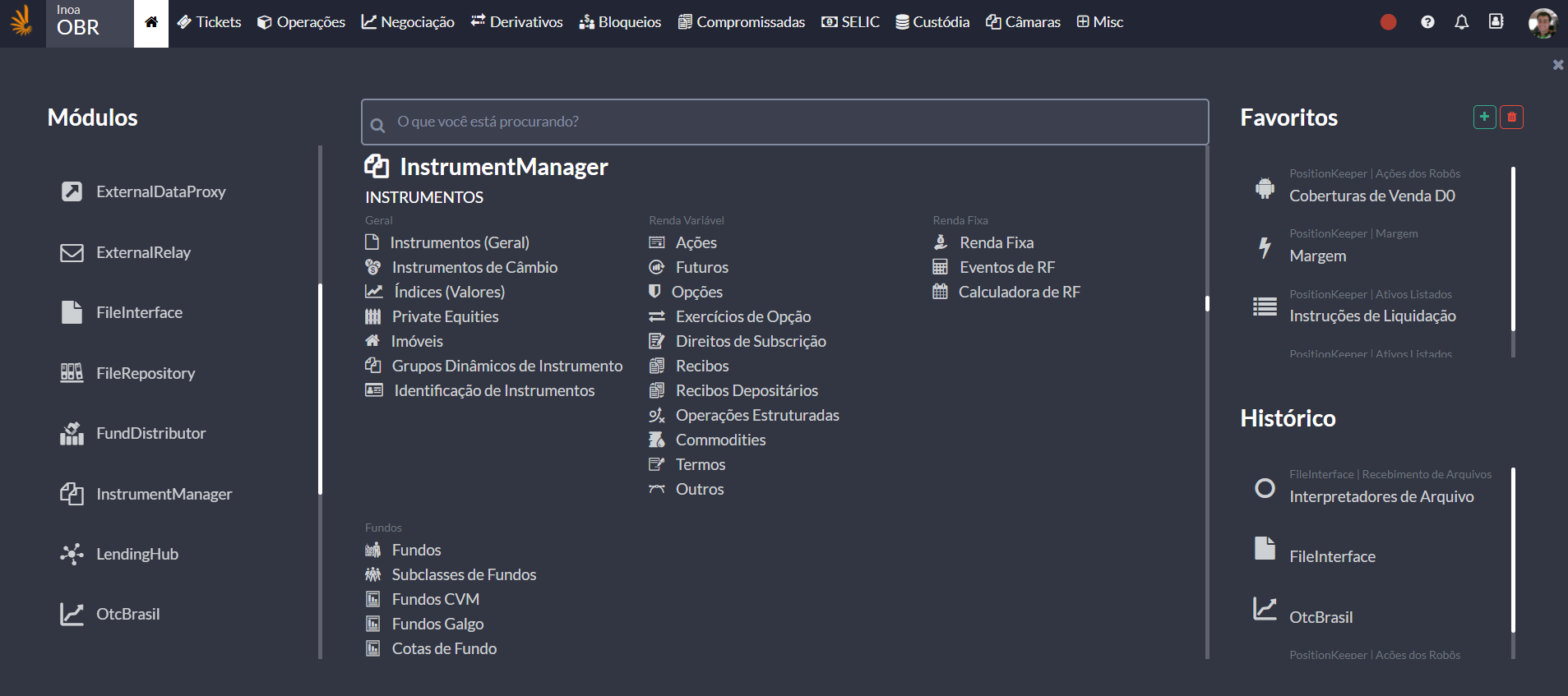 Sistema Inoa - Interface Moderna